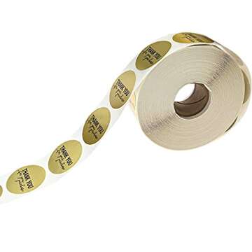 1.25" Round Gold Foil Thank You for Your Purchase Stickers / 1000 Thank You Labels Roll/Small Business Thanks Labels/Made in The USA