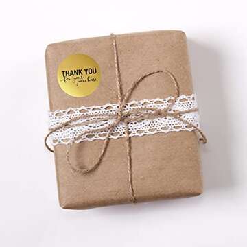 1.25" Round Gold Foil Thank You for Your Purchase Stickers / 1000 Thank You Labels Roll/Small Business Thanks Labels/Made in The USA