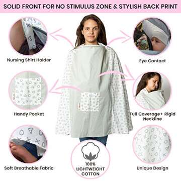 Milky Chic Nursing and Breastfeeding Poncho - Patent Pending 360 Full Coverage Wired Nursing Cover and Apron - Breathable, Soft Cotton - Carseat, Stroller Canopy - Multifunctional Baby Shower Gifts