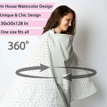 Milky Chic Nursing and Breastfeeding Poncho - Patent Pending 360 Full Coverage Wired Nursing Cover and Apron - Breathable, Soft Cotton - Carseat, Stroller Canopy - Multifunctional Baby Shower Gifts