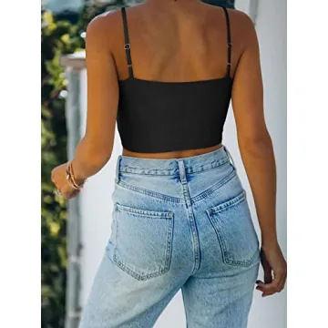 Reoria Women's Adjustable Seamless Crop Top for Summer