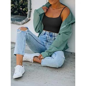 Reoria Women's Adjustable Seamless Crop Top for Summer