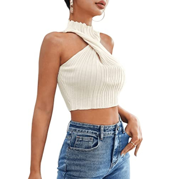 Stylish SweatyRocks Halter Twist Front Crop Top for Women
