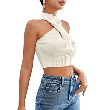 Stylish SweatyRocks Halter Twist Front Crop Top for Women