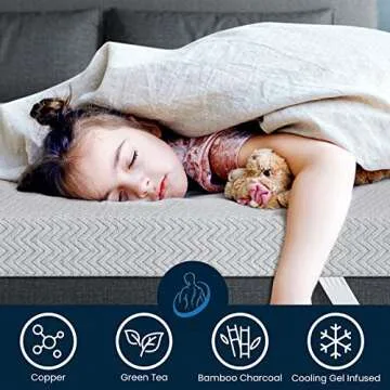 BedStory Firm Mattress Topper 3 Inch Queen Size - Extra Firm Memory Foam Bed Topper for Pain Relief - Copper Gel Bamboo Charcoal Green Tea Infused Cooling Mattress Pad - CertiPUR-US Certified