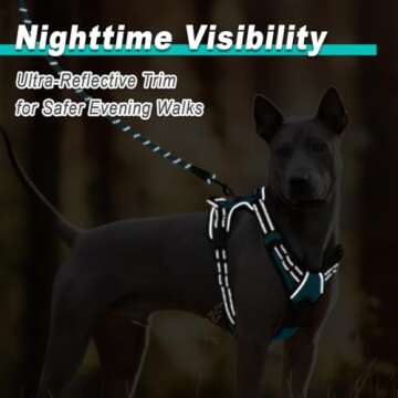 BARKBAY Dog Harness No Pull for Large Dogs - Adjustable, Reflective, Comfortable, No Choke, Heavy-Duty - Perfect for Outdoor Training, Walking, and Hiking - Strong & Durable - L & Blue