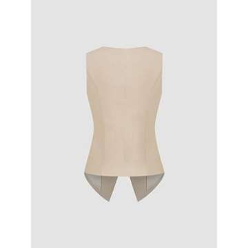 CIDER Linen-Blend V-Neck Solid Knotted Vest: Beige, M