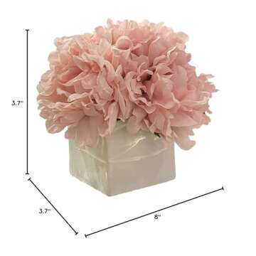 NAWEIDA Artificial Flowers with Vase, Fake Peony Flowers in Vase,Faux Flower Arrangements for Home Decor