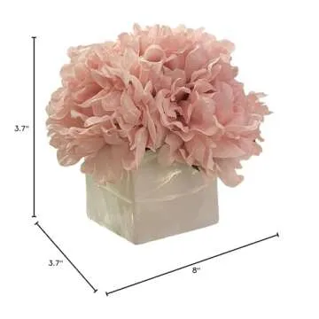 NAWEIDA Artificial Flowers with Vase, Fake Peony Flowers in Vase,Faux Flower Arrangements for Home Decor
