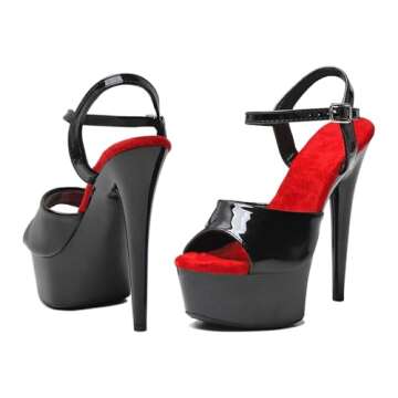 WUXIN H&P Women's 6 in Platform Sandal Heels Ankle-Strap Sexy,6 in Pole Dance High Heel Platform,15 ...