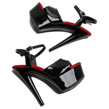 WUXIN H&P Women's 6 in Platform Sandal Heels Ankle-Strap Sexy,6 in Pole Dance High Heel Platform,15 cm Exotic Platform Pole Dancer Heels Shoes Stiletto US 9, Black