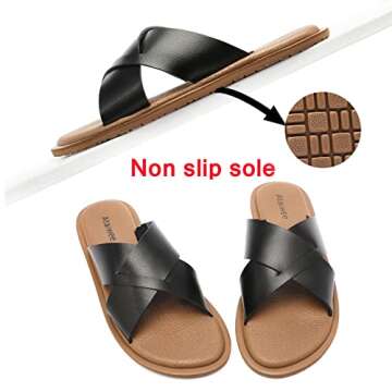 Ataiwee Women's Flat Sandals - Comfy Slip-On Summer Shoes
