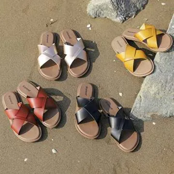 Ataiwee Women's Flat Sandals - Comfy Slip-On Summer Shoes