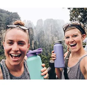 Simple Modern Chug Sports Lid - Fits All Summit and Hydro Flask Wide Mouth Water Bottle Sizes - Leak Proof Handle Cap for 10, 12, 14, 16, 18, 20, 22, 24, 32, 40, 64 & 84 oz Blush