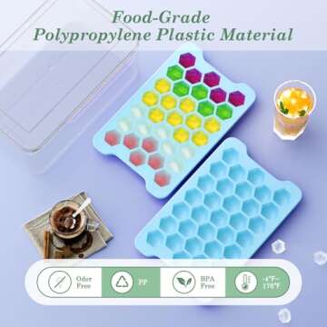 Small Ice Cube Tray for Freezer: FDDAI Easy Release Ice Cube Maker - Plastic Stackable Cubed Ice Tra...