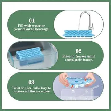 Small Ice Cube Tray for Freezer: FDDAI Easy Release Ice Cube Maker - Plastic Stackable Cubed Ice Trays and Bin - Making Tiny Honeycomb Icecubes