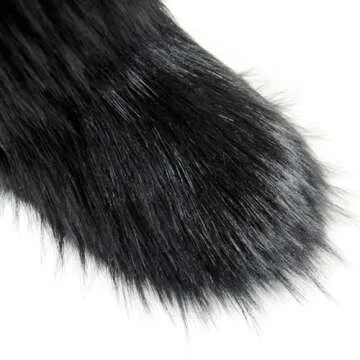 QMFUR Women's Furry Faux Fur Boots Knee High Snow Boots Fuzzy Fluffy Flat boot Winter Warm Fashion Boots (Black, adult, women, numeric_8, numeric, us_footwear_size_system, medium)