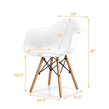 RELAX4LIFE Dining Chair Set of 2 Mid Century Modern Kitchen Table Dining Chairs for Kitchen, Dining Room and Waiting Room Modern DSW Chair(1,White)