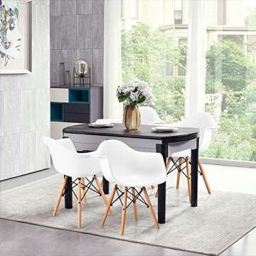 RELAX4LIFE Dining Chair Set of 2 Mid Century Modern Kitchen Table Dining Chairs for Kitchen, Dining Room and Waiting Room Modern DSW Chair(1,White)