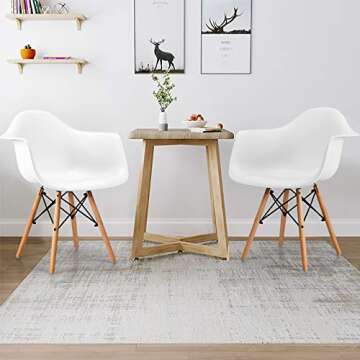RELAX4LIFE Dining Chair Set of 2 Mid Century Modern Kitchen Table Dining Chairs for Kitchen, Dining Room and Waiting Room Modern DSW Chair(1,White)