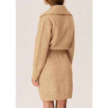 Trendy Long Sleeve Button Down Sweater Dress for Women