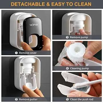 MOPMS Toothpaste Dispenser Wall Mounted for Bathroom Automatic Toothpaste Squeezer for Kids and Adult (Black-1Pcs)