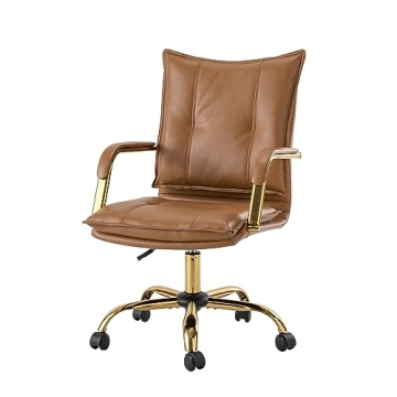HULALA HOME Faux Leather Office Desk Chair - Elegant Comfort