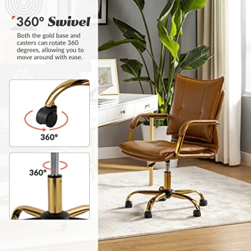 HULALA HOME Faux Leather Office Desk Chair - Elegant Comfort