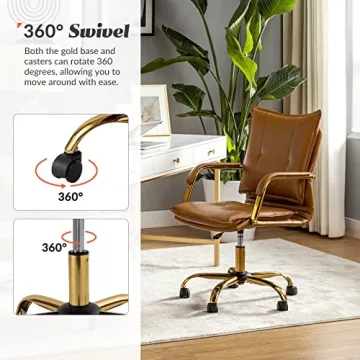 HULALA HOME Faux Leather Office Desk Chair - Elegant Comfort