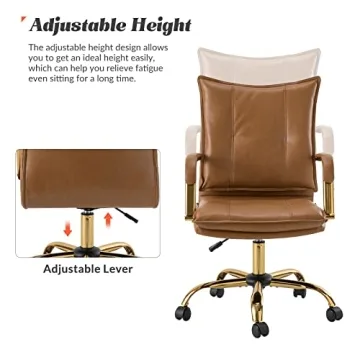 HULALA HOME Faux Leather Office Desk Chair - Elegant Comfort