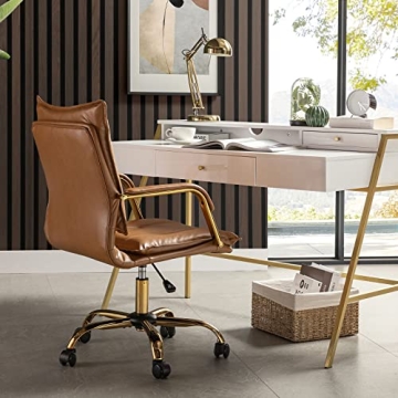 HULALA HOME Faux Leather Office Desk Chair - Elegant Comfort