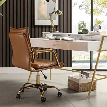 HULALA HOME Faux Leather Office Desk Chair - Elegant Comfort