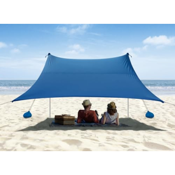 Beach Tent & Camping Sun Shelter, 10x10ft, Includes 4 Sandbags for Stability