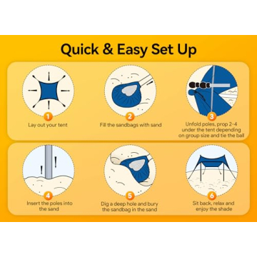 10x10ft Beach Tent & Camping Sun Shelter with Sandbags