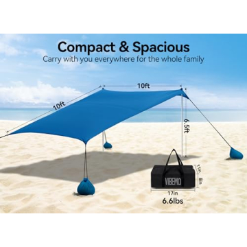 10x10ft Beach Tent & Camping Sun Shelter with Sandbags
