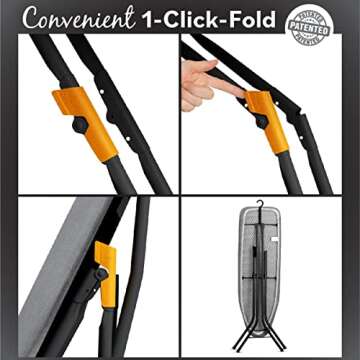 Bartnelli Pulse Ironing Board | Made in Europe | Patent Space Saving Smart Hanger Iron Board for Easy Storage | Lightweight, 4 Layer Cover, 4 Legs, for Dorm, Laundry Room, or Small Spaces(43x13-35)