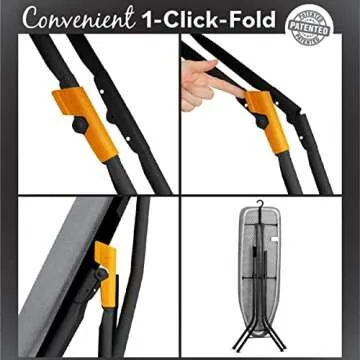 Bartnelli Pulse Ironing Board | Made in Europe | Patent Space Saving Smart Hanger Iron Board for Easy Storage | Lightweight, 4 Layer Cover, 4 Legs, for Dorm, Laundry Room, or Small Spaces(43x13-35)