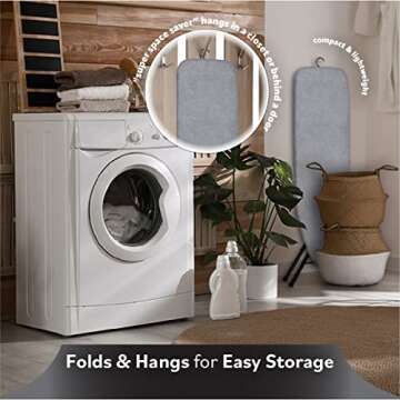 Bartnelli Pulse Ironing Board | Made in Europe | Patent Space Saving Smart Hanger Iron Board for Easy Storage | Lightweight, 4 Layer Cover, 4 Legs, for Dorm, Laundry Room, or Small Spaces(43x13-35)