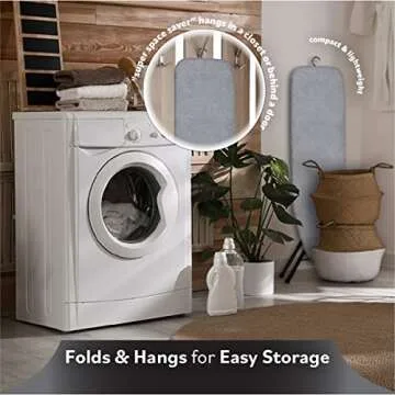 Bartnelli Pulse Ironing Board | Made in Europe | Patent Space Saving Smart Hanger Iron Board for Easy Storage | Lightweight, 4 Layer Cover, 4 Legs, for Dorm, Laundry Room, or Small Spaces(43x13-35)