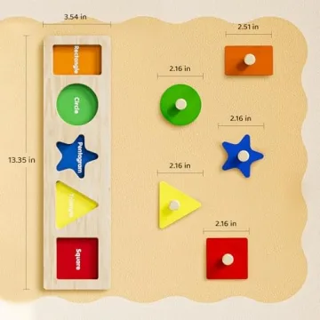 First Jumbo Knob Wooden Shape Puzzles for Toddlers 1-3