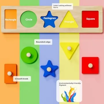 First Jumbo Knob Wooden Shape Puzzles for Toddlers 1-3
