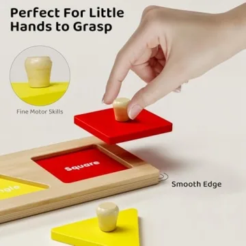 First Jumbo Knob Wooden Shape Puzzles for Toddlers 1-3