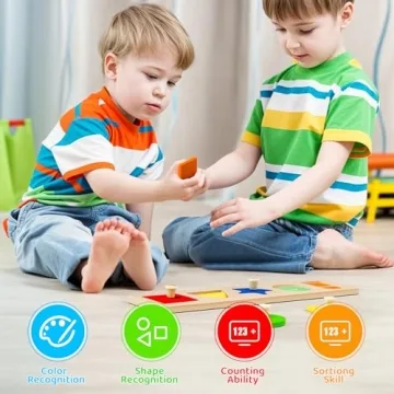 First Jumbo Knob Wooden Shape Puzzles for Toddlers 1-3