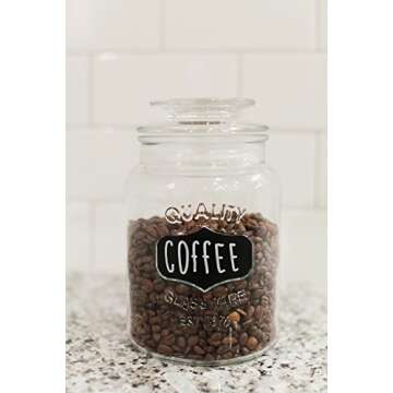 Kitchen Round Clear Glass Airtight Lids Chalkboard Canister Jar (Set of 3) with 3 Stick on Labels and Chalk Small