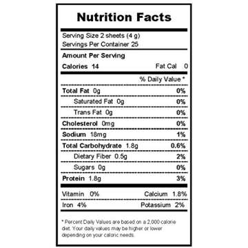 50 Full Size Sheets (3.5oz) Korean Roasted Seaweed Premium Yaki Sushi Nori Gimbap Roll, Vacuum Packed