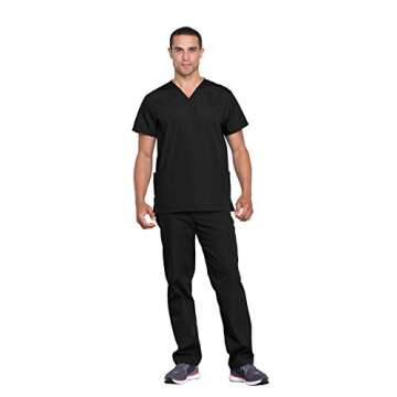 CHEROKEE womens Unisex Top and Pant Medical Scrubs Set, Black, Small US