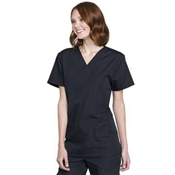 CHEROKEE womens Unisex Top and Pant Medical Scrubs Set, Black, Small US