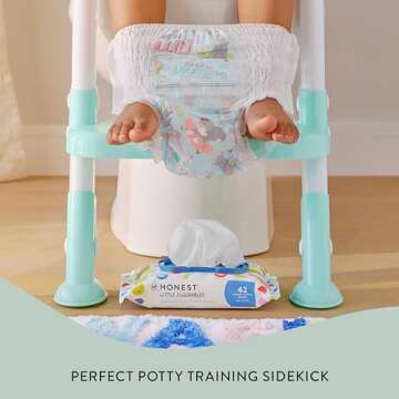 The Honest Company Plant-Based Toddler Flushable Wipes | Designed for Potty Training | 99% Water, Hy...
