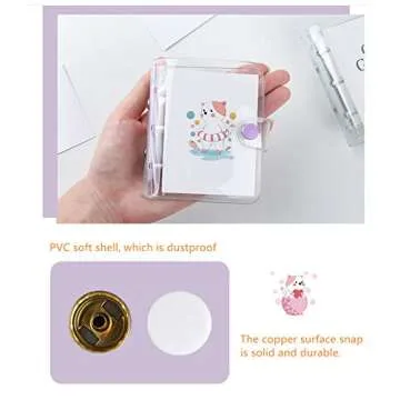 Mini Binder Pockets,3-Hole Refillable Notebook Accessories Set, Transparent PVC Loose-Leaf Notebook,Including 70 Internal Grid Pages+2 Storage Bags+12 Paper Cards+45 Note Tabs +1 Shell (White)