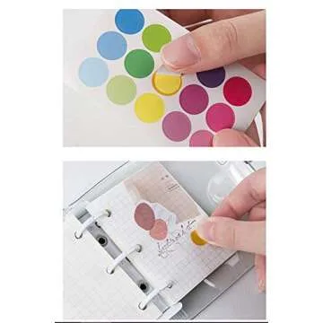 Mini Binder Pockets,3-Hole Refillable Notebook Accessories Set, Transparent PVC Loose-Leaf Notebook,Including 70 Internal Grid Pages+2 Storage Bags+12 Paper Cards+45 Note Tabs +1 Shell (White)